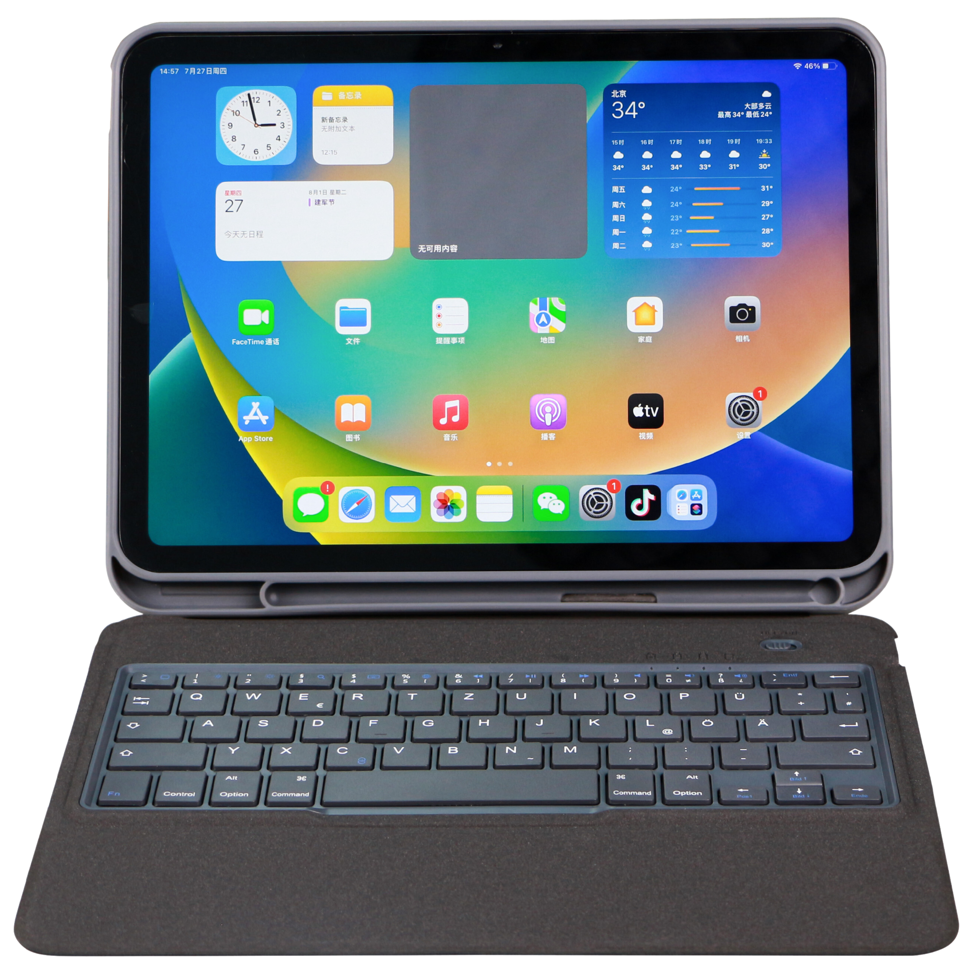 Deqster Tasturhülle Slim Keyboard 2 für iPad 10.9" 10. Gen. Bluetooth, deutsches Layout QWERTZ
