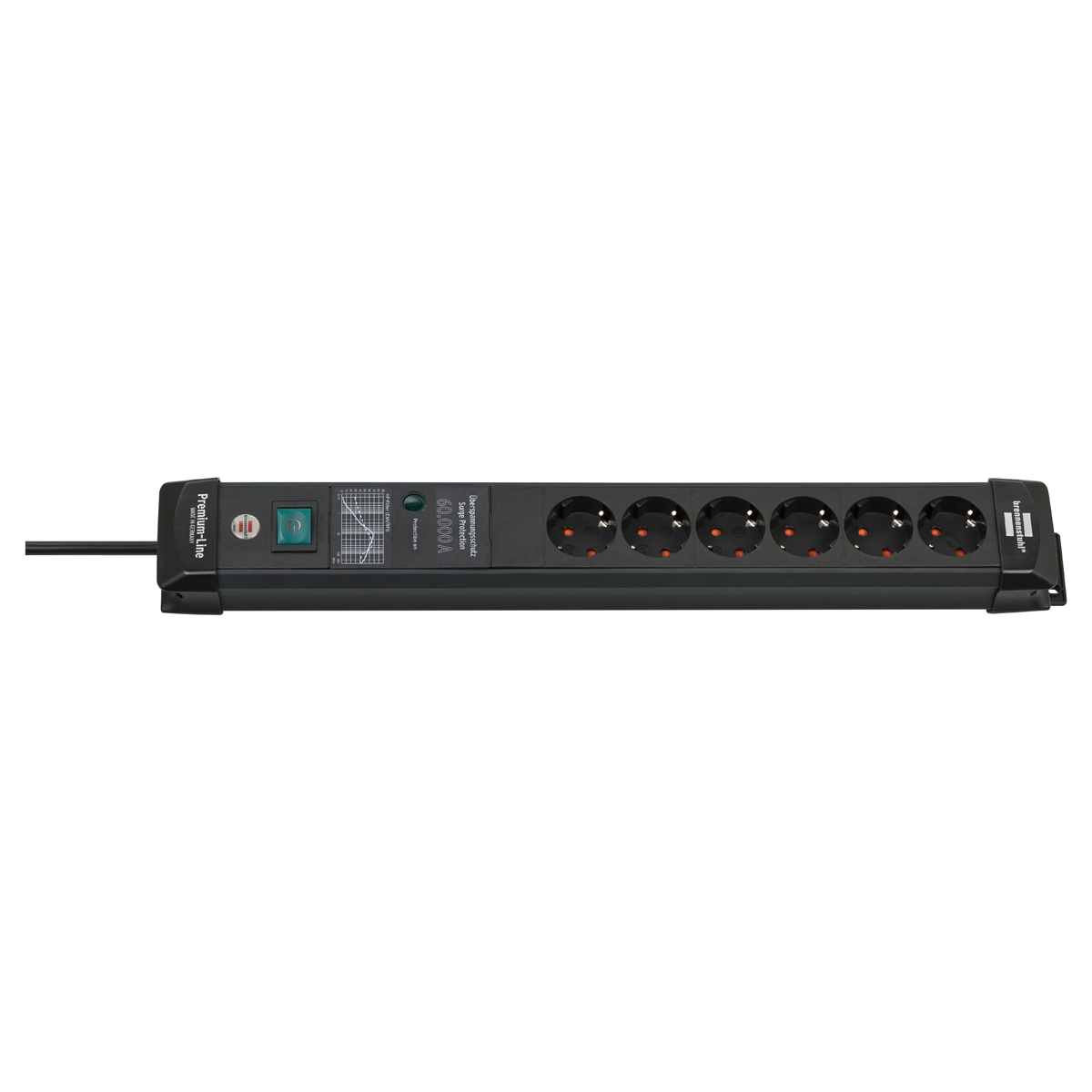Brennenstuhl Premium-Line ÜSS 6fach schwarz *DE* 60kA/Filter 5m H05VV-F3G1,5