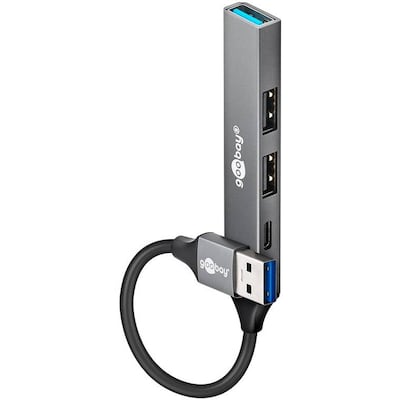 Goobay Slim 4-Port USB-Hub, USB-A auf USB-C™/USB-A, 5 Gbit/s