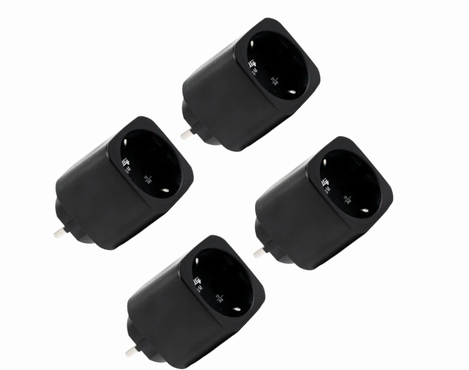 Shelly Plug M Gen3 schwarz 4-pack - kleiner smarter Stecker mit WLAN und Bluetooth-Konnektivität und Leistungsmessung