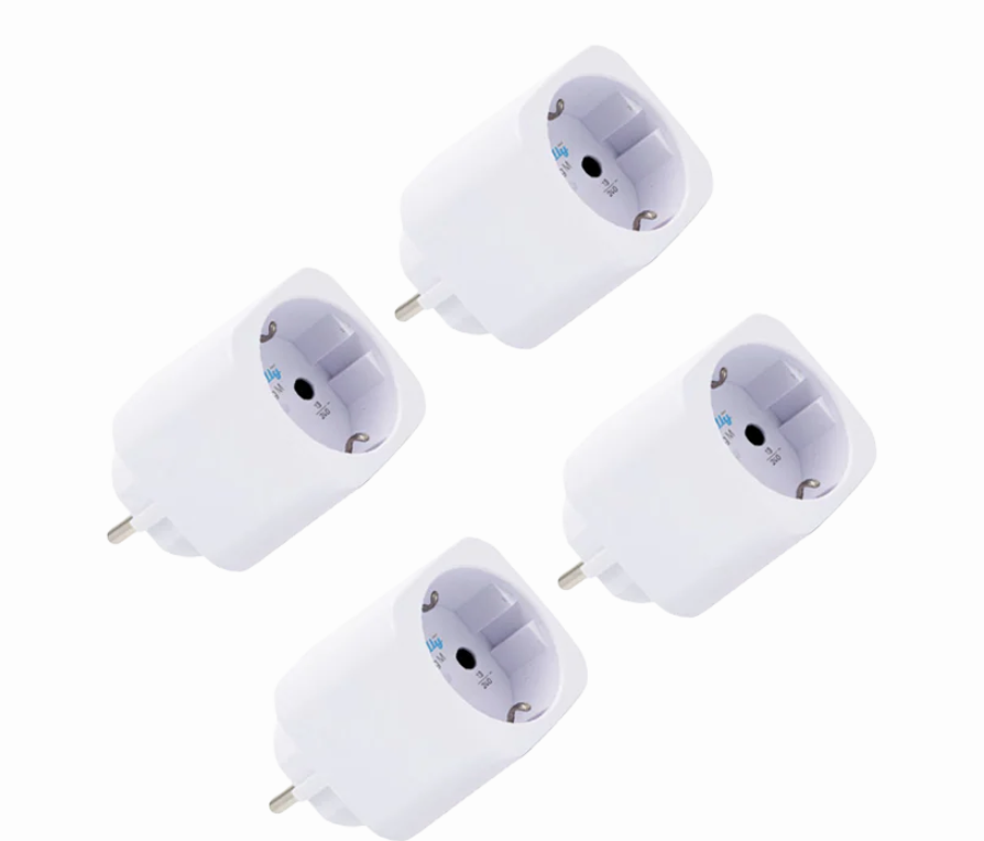 Shelly Plug M Gen3 weiß 4-pack - kleiner smarter Stecker mit WLAN und Bluetooth-Konnektivität und Leistungsmessung