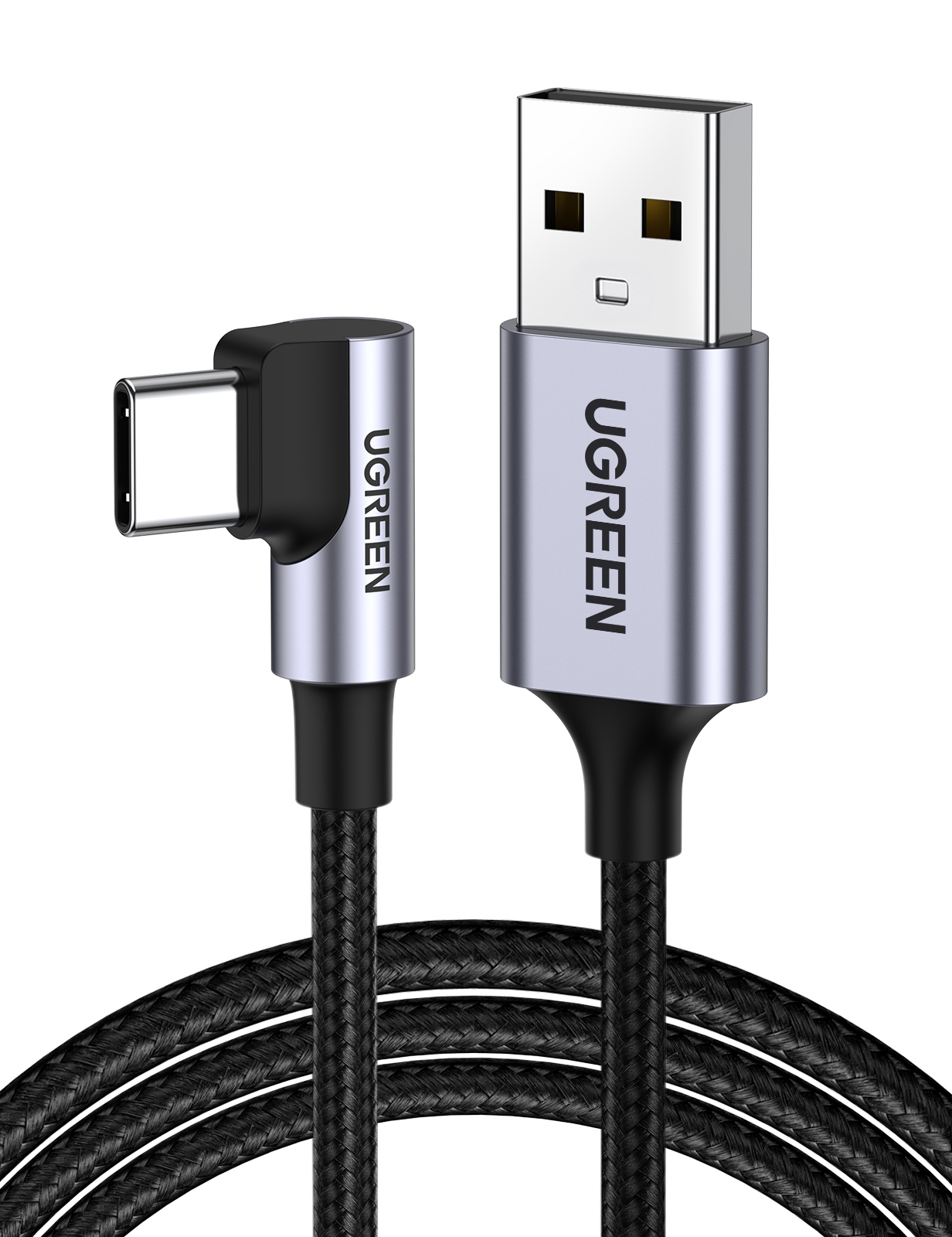 Produktbild von UGREEN Gewinkeltes USB-C zu USB-A Data Kabel 1m, schwarz