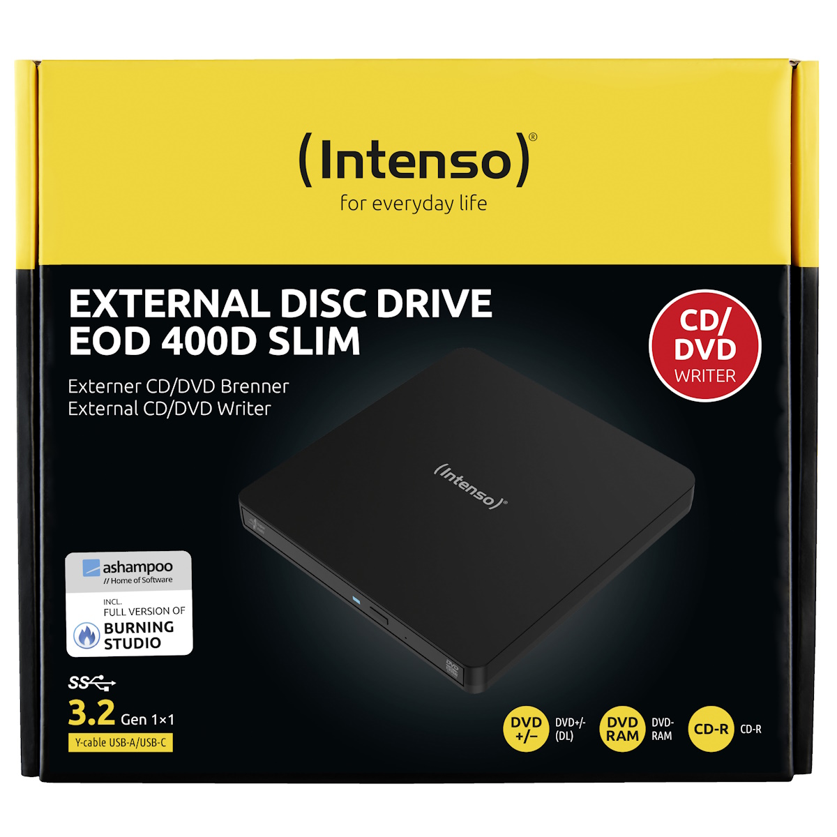 Intenso EOD 400D Slim schwarz - externer CD/DVD Brenner mit USB 3.2 Gen 1x1 Laufwerke Produkt Bild 10