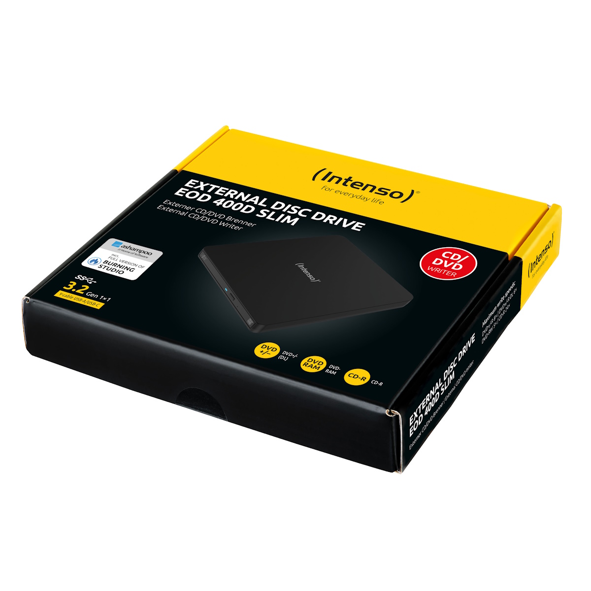 Intenso EOD 400D Slim schwarz - externer CD/DVD Brenner mit USB 3.2 Gen 1x1 Laufwerke Produkt Bild 9