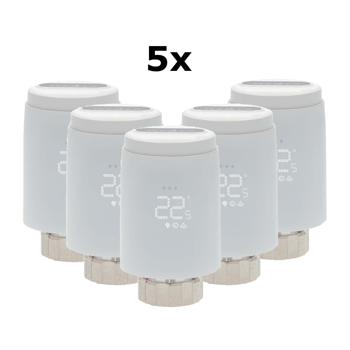5x Nedis SmartLife Heizkörpersteuerung Zigbee 3.0 | Batteriebetrieben | LED | Android™ / IOS