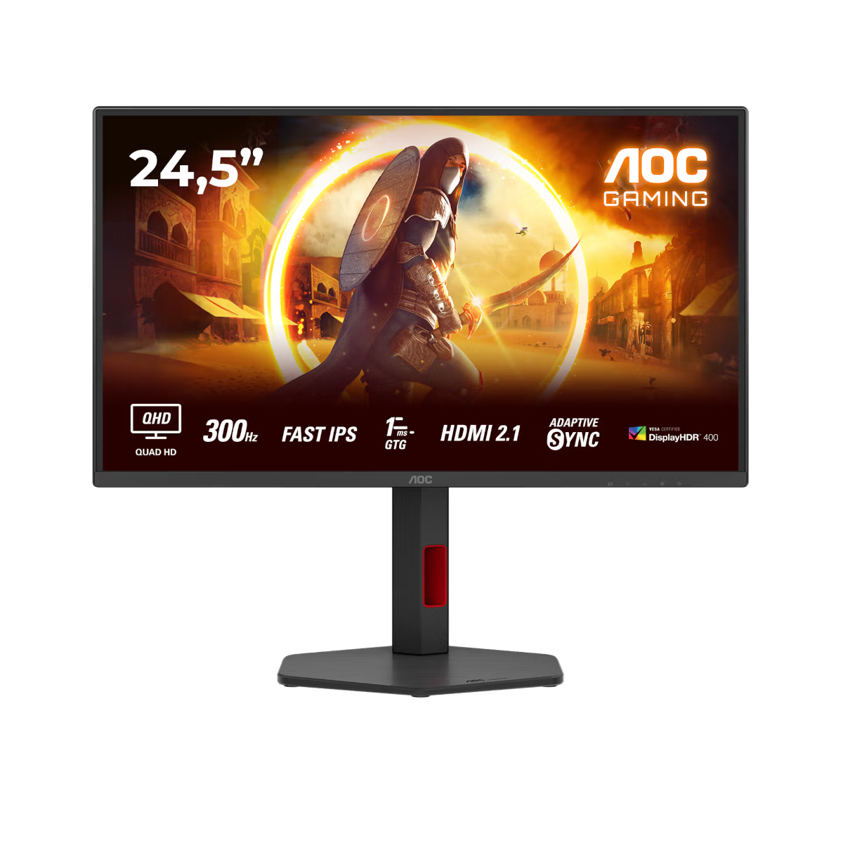 AOC Q25G4SR 25 Zoll - QHD Gaming Monitor Fast IPS Panel, QHD, 300 Hz, 1 ms, HDR400, HDMI 2.1, DP