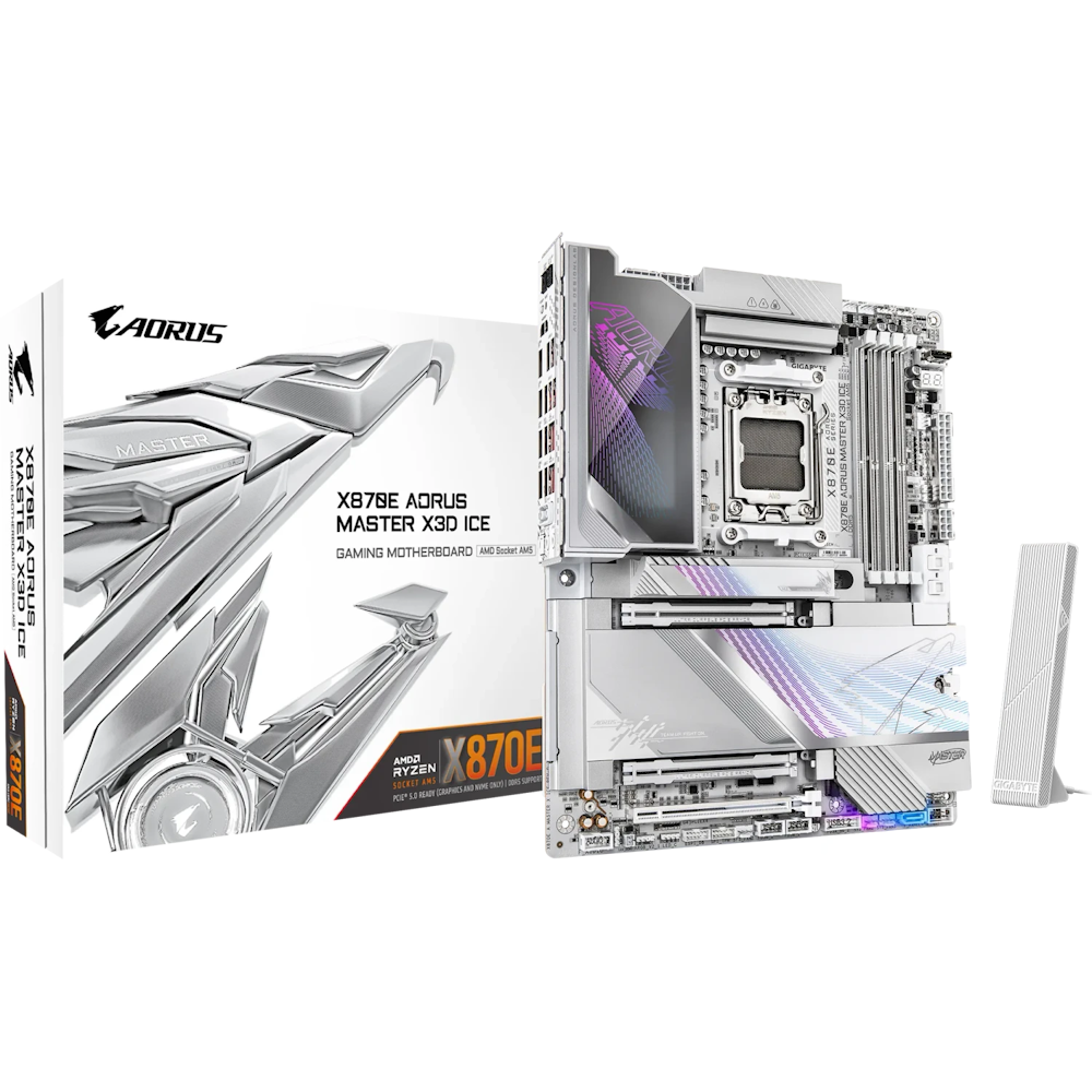 Image of GIGABYTE X870E AORUS MASTER X3D ICE Mainboard - AMD X870E - AMD AM5 - DDR5 RAM - ATX