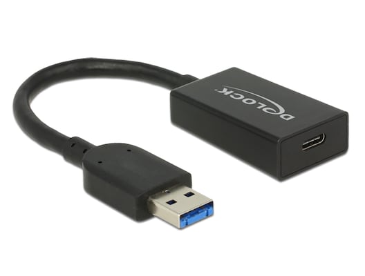 Delock Konverter USB 3.1 Gen 2 Typ-A Stecker > USB Type-C Buchse Aktiv, schwarz, 15 cm