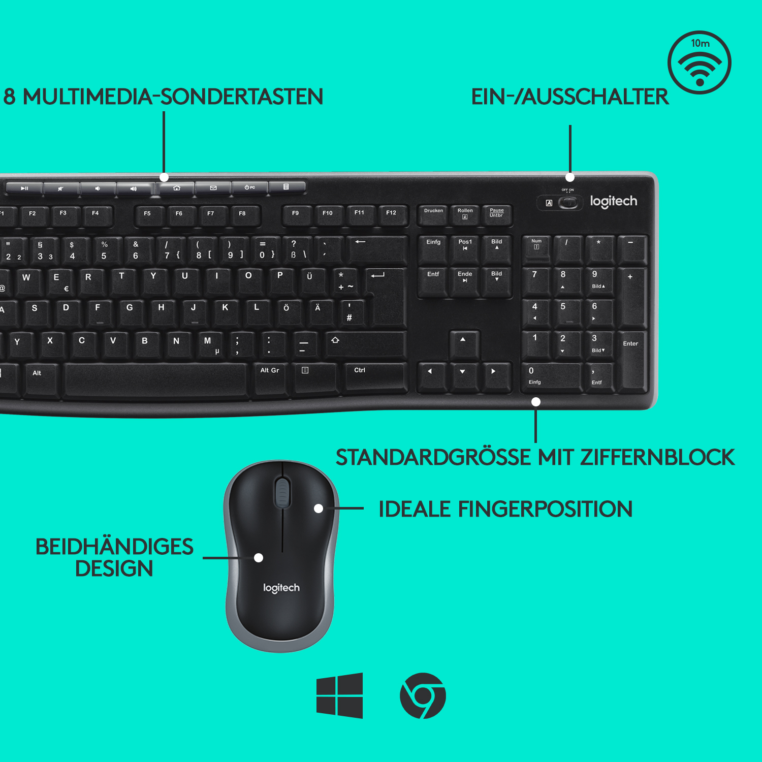 Logitech MK270 Desktopset, kabellos, US-Layout Tastatur und Maus Tastaturen Produkt Bild 6