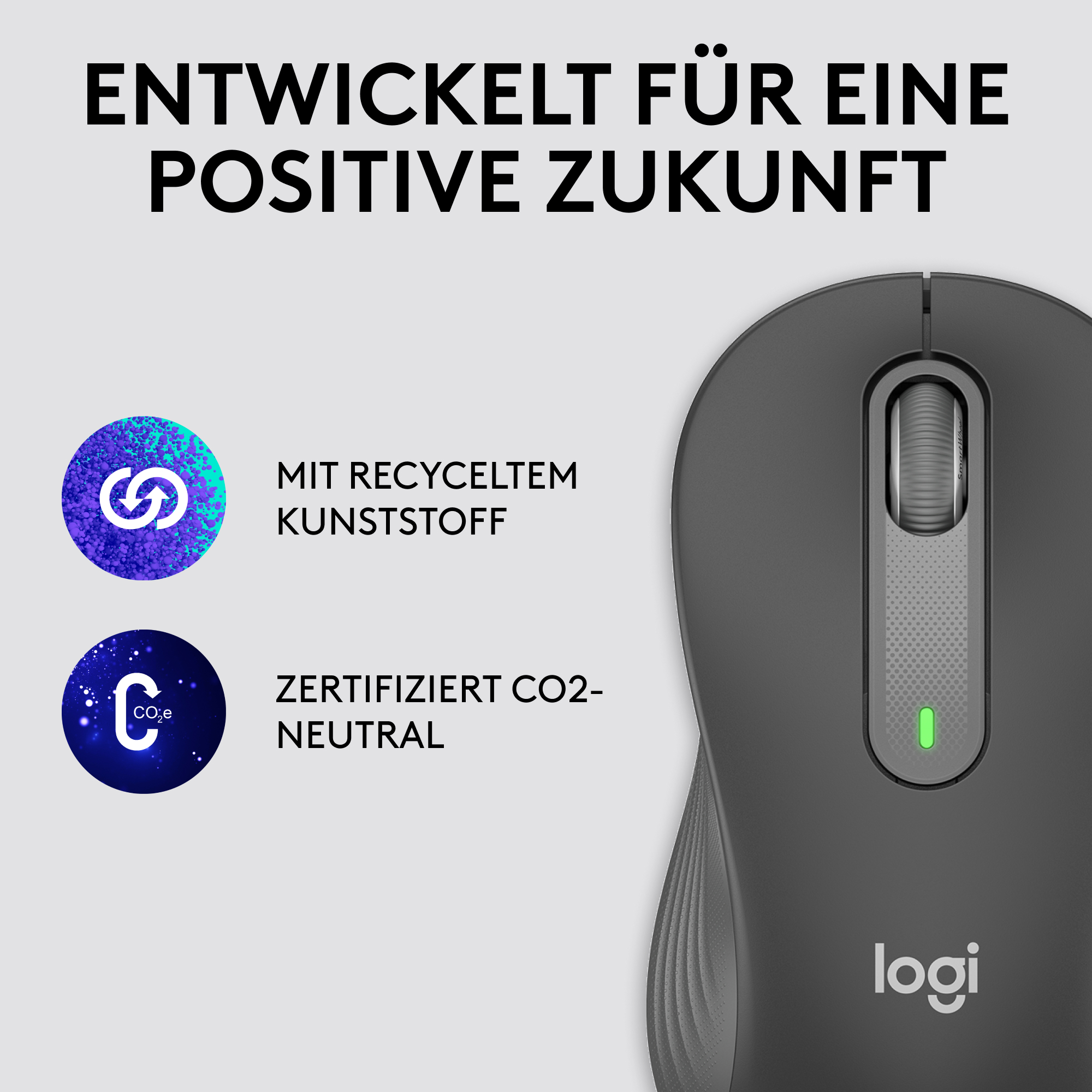 Logitech Signature M650 Large Links, kabellose Maus, Blu B-Ware und Logi Bolt-kompatibel, Siltent Touch, Smartwheel, USB-Empfänger, Graphite Mäuse Produkt Bild 5