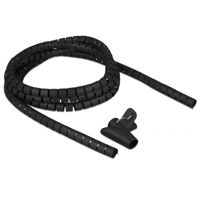 Thumbnail - Delock Spiralschlauch mit Einziehwerkzeug 2,5 m x 15 mm schwarz