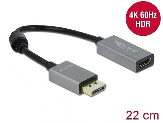 Delock Aktiver DisplayPort 1.4 zu HDMI Adapter 4K 60 Hz (HDR)