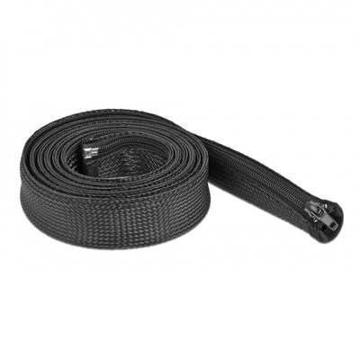Thumbnail - Delock Geflechtschlauch mit Reißverschluss hitzebeständig 2 m x 30 mm schwarz