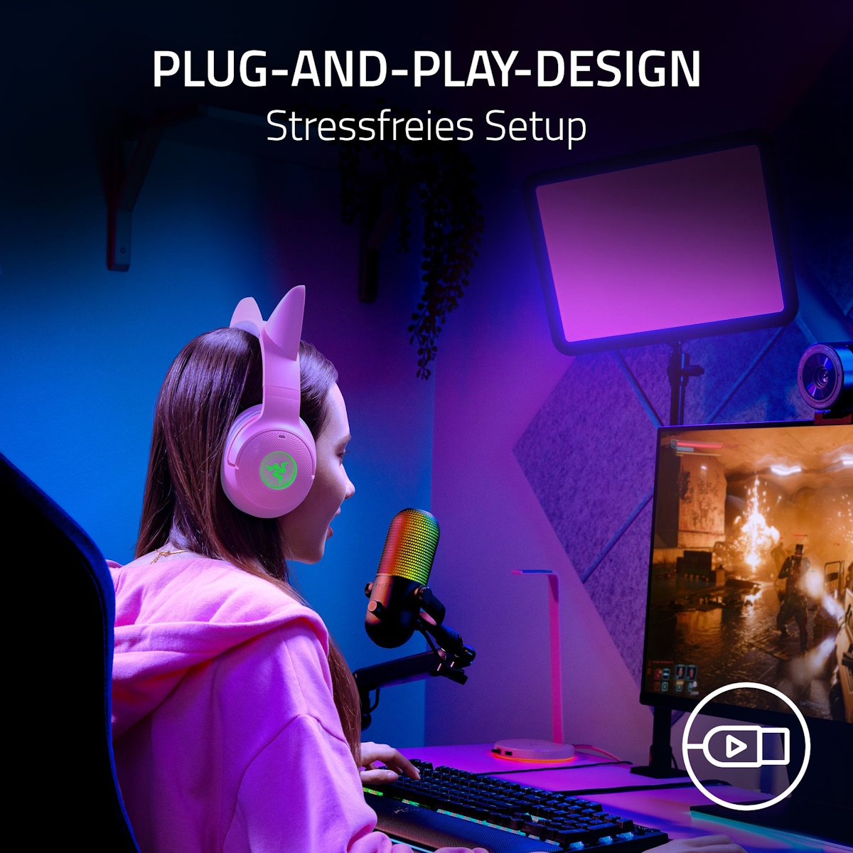 Razer Seiren V3 Chroma USB-Mikrofon - RGB-USB-Mikrofon mit Tap-to-Mute und reaktiver Beleuchtung Headset Produkt Bild 9
