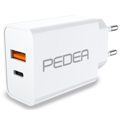 PEDEA 20W USB-C (PD) Schnellladegerät - 2-Ports Mehrfach Handy-Ladegerät mit USB-C und USB-A, weiß