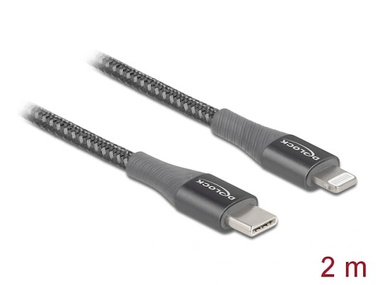 Thumbnail - Delock Daten- und Ladekabel USB Type-C™ zu Lightning™ für iPhone™, iPad™ und iPod™ grau 2,0 m MFi