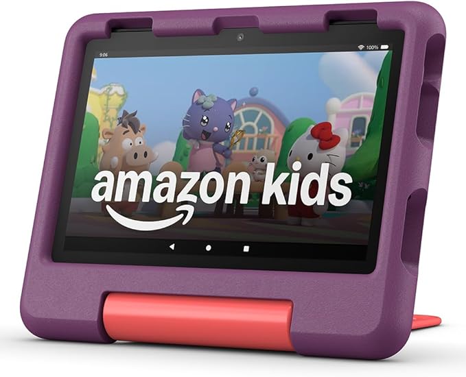 Amazon Fire HD 8 Kids-Tablet (2024), violett für Kinder von 3 bis 7 Jahre, 2 Jahre Sorglos-Garantie, kindgerechte Hülle,...