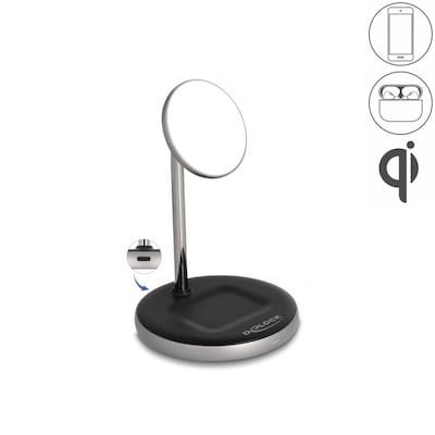 Delock Wireless Charger 2 in 1 mit 5W / 7,5W / 10W / 15W - Qi
