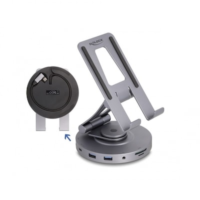 Delock Tablet und Notebook Dockingstation 4K mit integrierter Halterung - HDMI / USB / Hub / SD / Micro SD / PD 3.0 - 36...