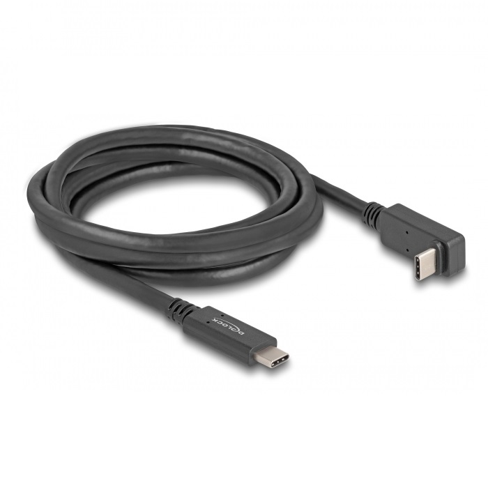 Thumbnail - Delock USB 5 Gbps Kabel USB Type-C™ Stecker zu USB Type-C™ Stecker gewinkelt oben / unten 2 m 4K PD 60 W mit E-Marker