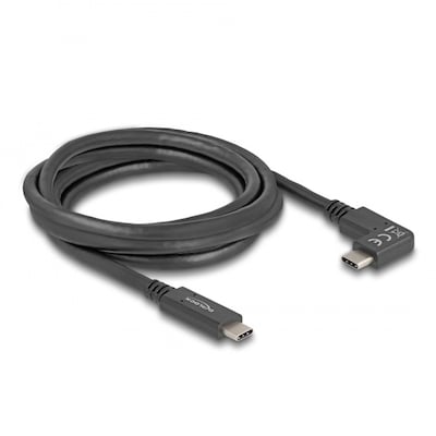 Delock USB 5 Gbps Kabel USB Type-C™ Stecker zu USB Type-C™ -Stecker gewinkelt links / rechts 2 m 4K PD 60 W mit E-Marker
