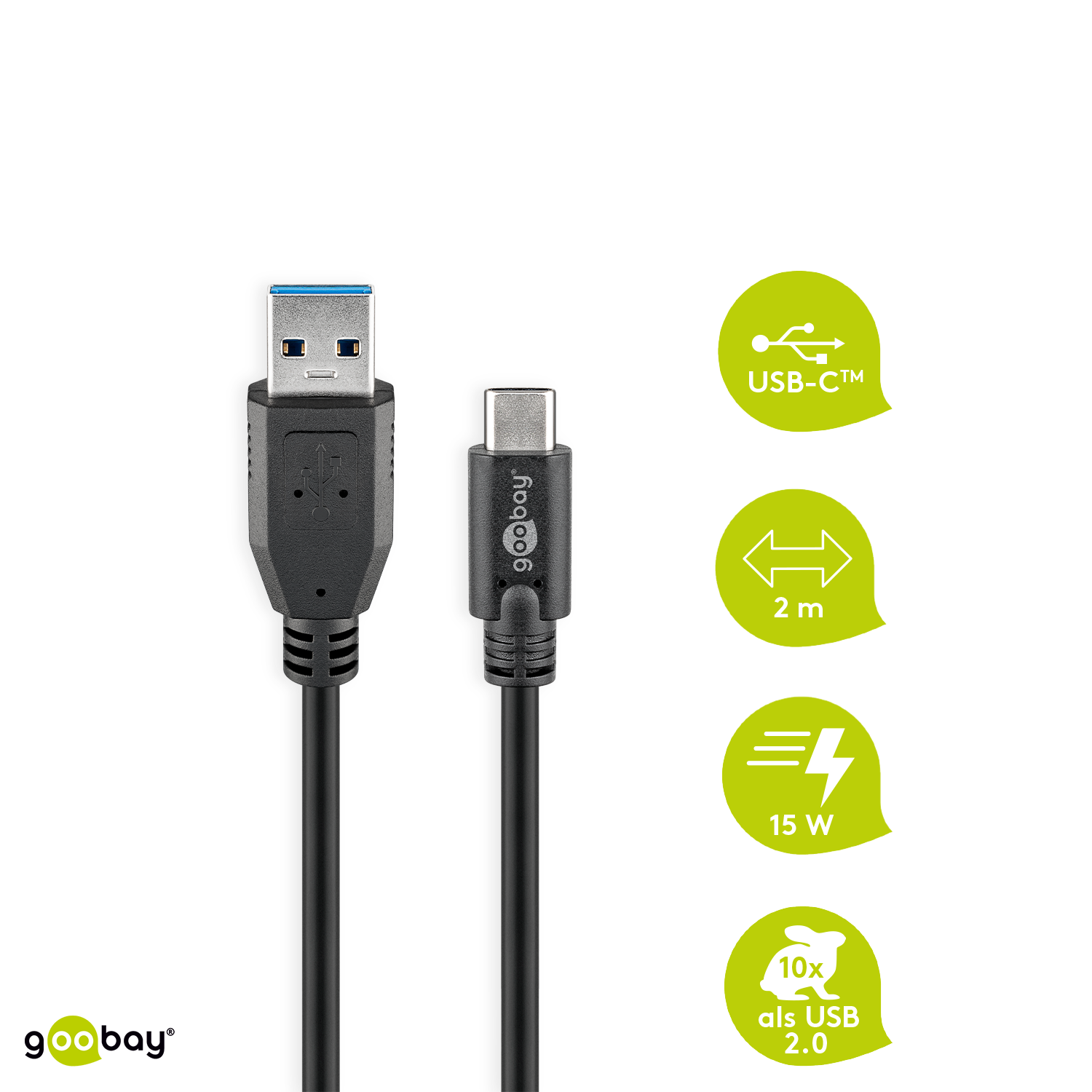 Goobay USB 3.0-Stecker (Typ A) > USB 3.1-Stecker (Typ C) [2m schwarz]