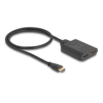 Delock HDMI Switch 2 x HDMI in zu 1 x HDMI out 8K 60 Hz mit integriertem Kabel 50 cm