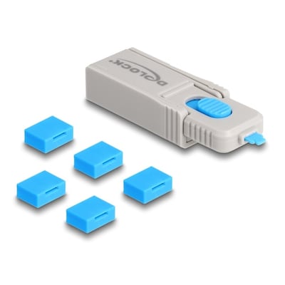 Thumbnail - Delock USB Port Blocker Set für USB Typ-A Buchse 5 Stück + Verschlusswerkzeug
