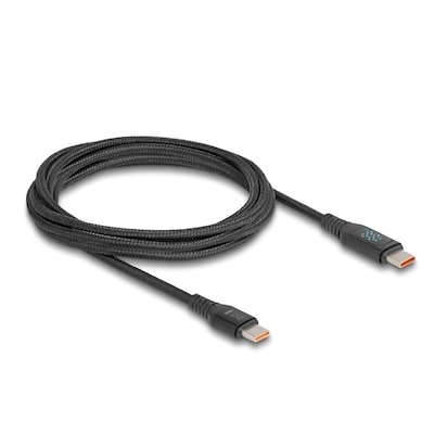 Thumbnail - Delock USB 2.0 Schnelladekabel USB Type-C™ Stecker zu Stecker PD 3.1 140 W mit Leistungsanzeige 1,20 m