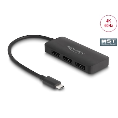 Thumbnail - Delock USB Type-C™ Splitter (DP Alt Mode) zu 3 x DisplayPort, MST 4K 60 Hz