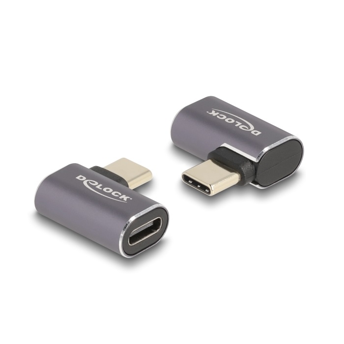Thumbnail - Delock USB Adapter 40 Gbps USB Type-C™ PD 3.0 100 W - Stecker zu Buchse gewinkelt links / rechts 8K 60 Hz Metall