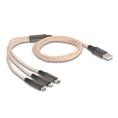 Delock USB RGB Ladekabel 3 in 1 Typ-A zu Lightning™ / Micro USB / USB Type-C™ 1,20 m
