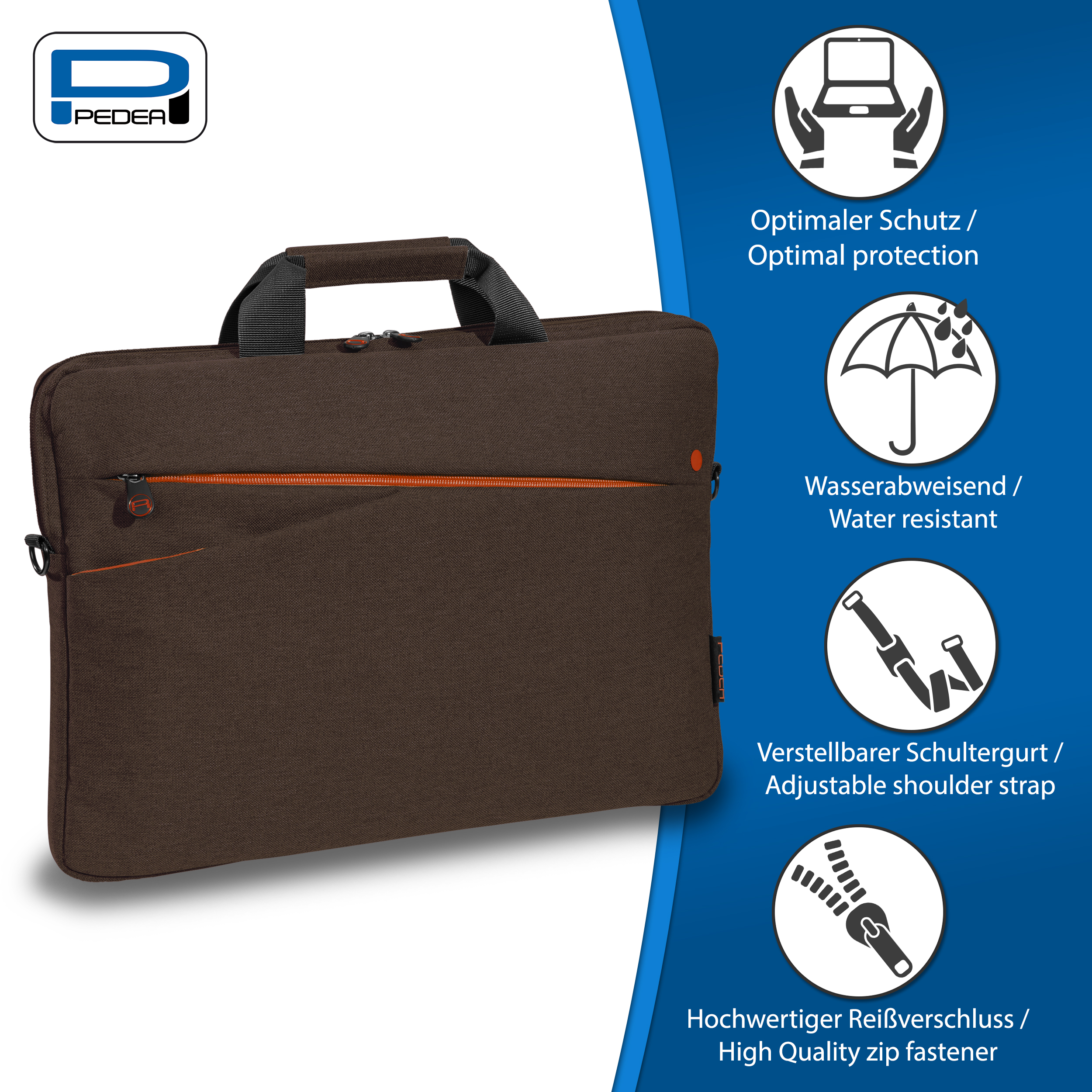 PEDEA Notebook Tasche "Fashion" für Geräte bis 17,3" (43,9cm) braun