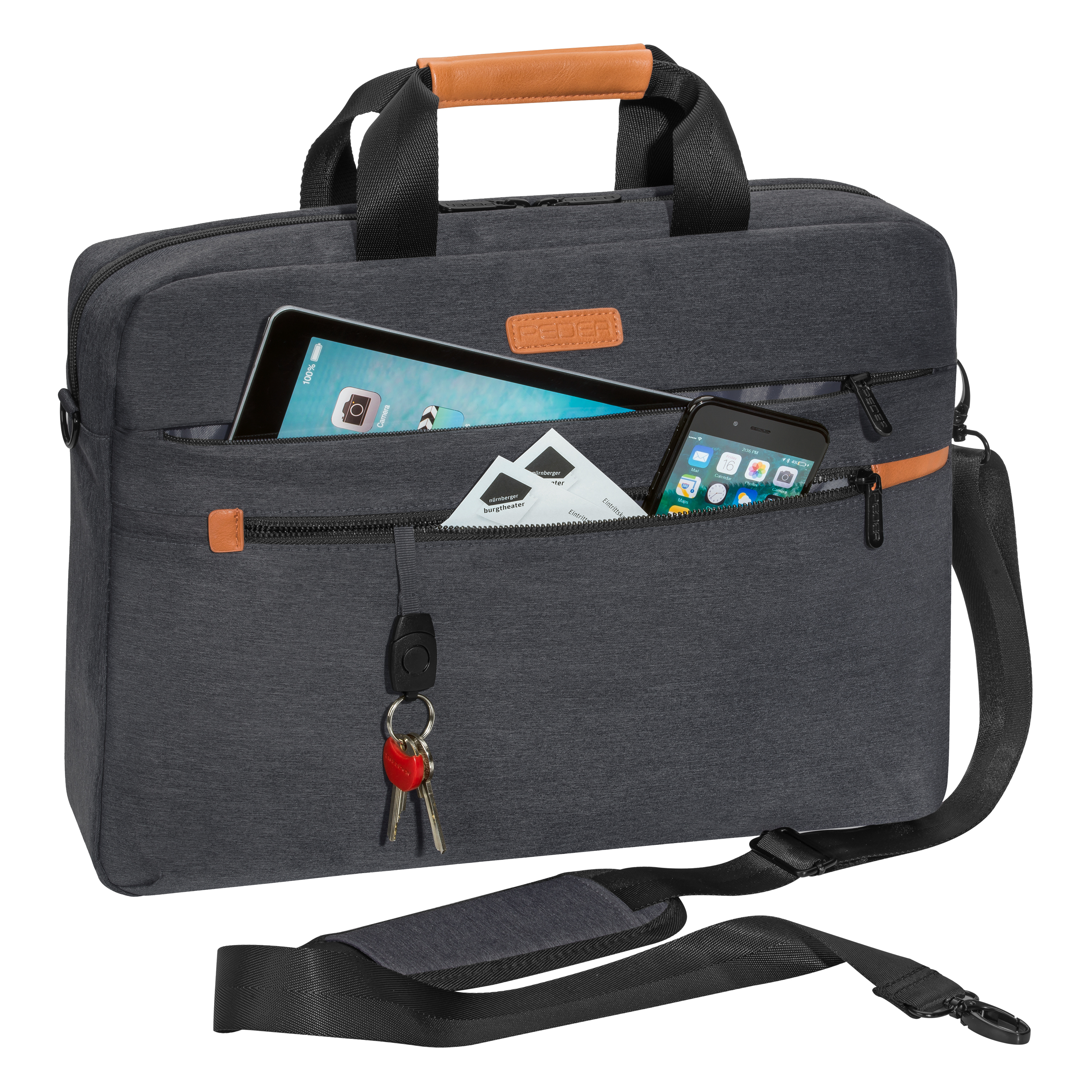 PEDEA Notebooktasche "Elegance" Pro, 15,6" + Logitech M190 Maus für Notebooks bis 39,6cm, grau Taschen Produkt Bild 4