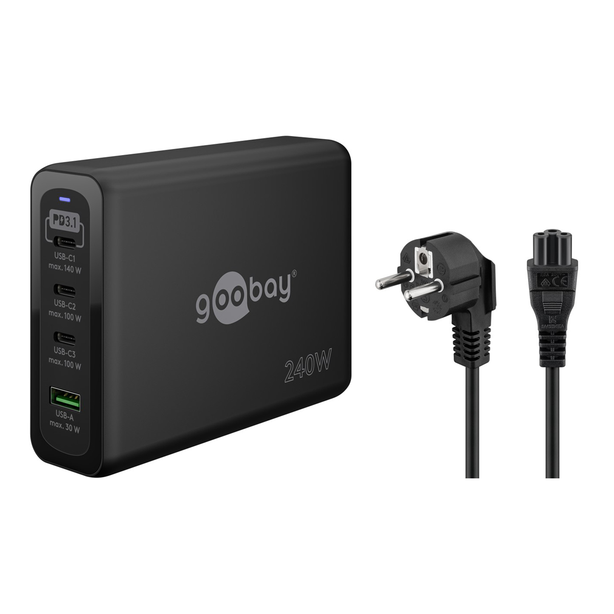Goobay USB-C™ PD GaN Multiport-Schnellladegerät (240 W) schwarz Netzteile Produkt Bild 2