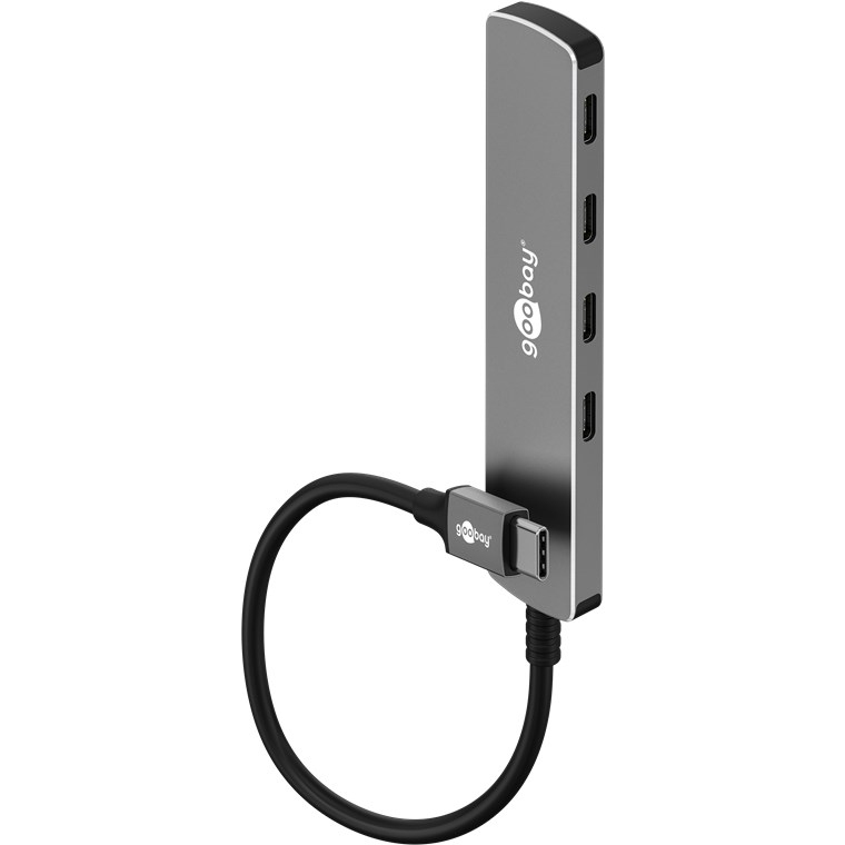Goobay Slim 4-Port USB-Hub, USB-C™ auf USB-C™, 5 Gbit/s