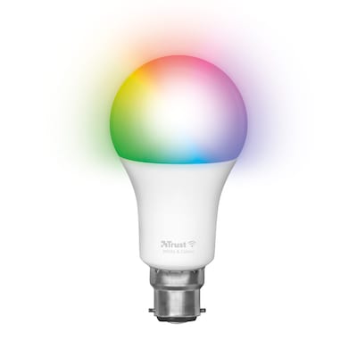 Trust B22 LED RGBCW WI-FI Smarte WiFi LED-Lampe, weiß und farbig, Fassung B22, von Ihrem Smartphone/Tablet zu steuern