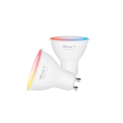 Trust GU-10 DUO-PACK RGBCW LED SPOT WI-FI Smarter WiFi LED-Strahler, weiß und farbig, Fassung GU10, von Ihrem Smartphone...