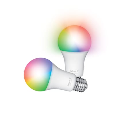 Trust E27 DUO-PACK LED RGBCW WI-FI Smarte WiFi LED-Lampe, weiß und farbig, Fassung E27, von Ihrem Smartphone/Tablet zu s...