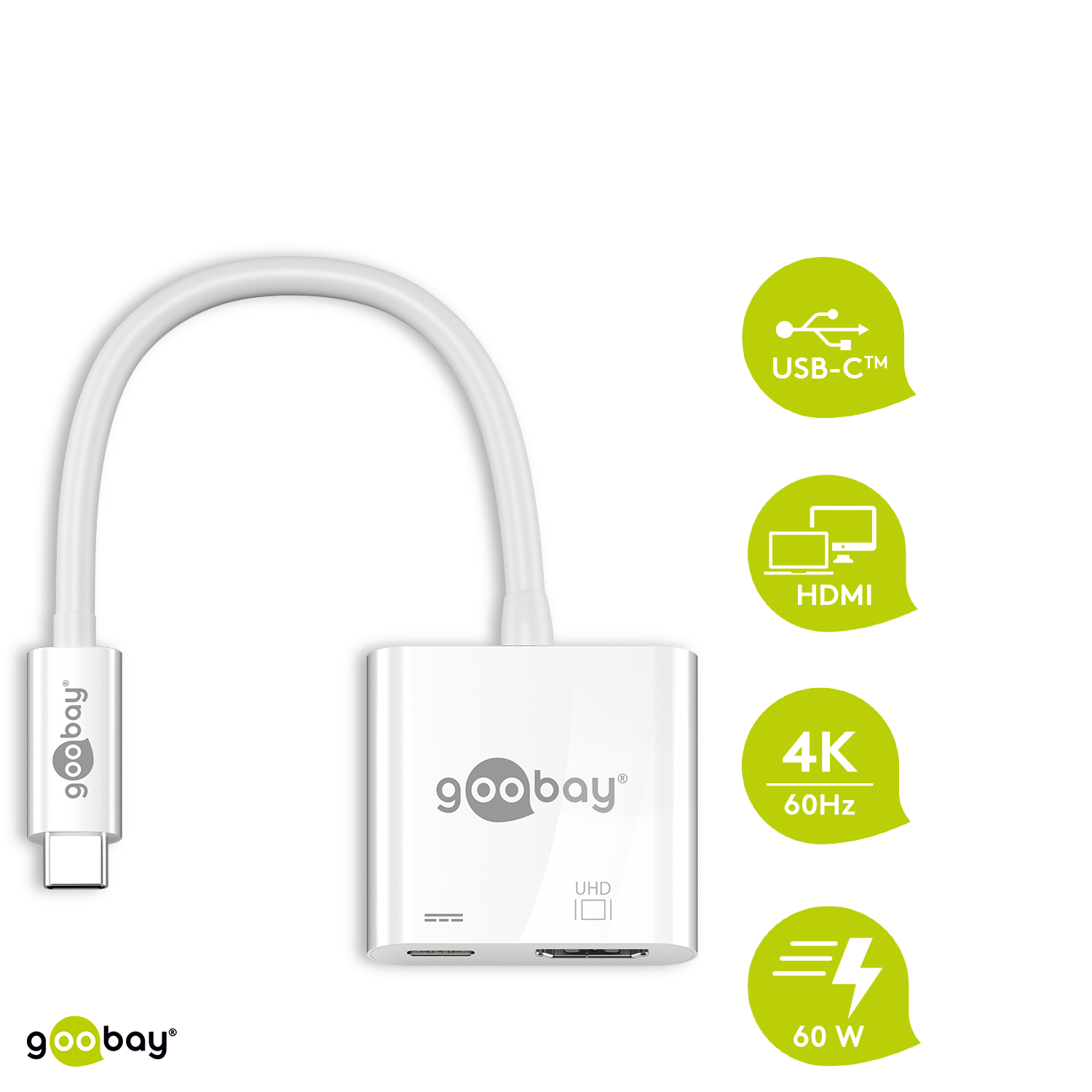 Thumbnail - Goobay USB-C™-Adapter HDMI 4k60Hz, PD, weiß - erweitert ein USB-C™ Gerät um einen HDMI™Anschluss