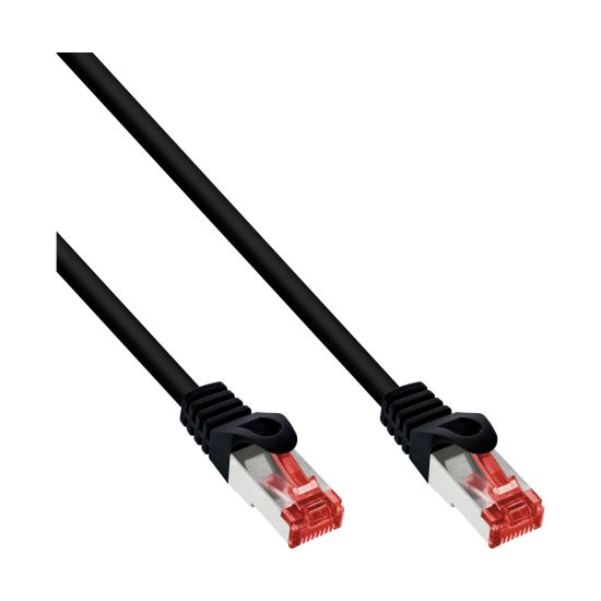 InLine® Patchkabel, S/FTP (PiMf), Cat.6 250MHz, PVC, Kupfer, schwarz, 1m