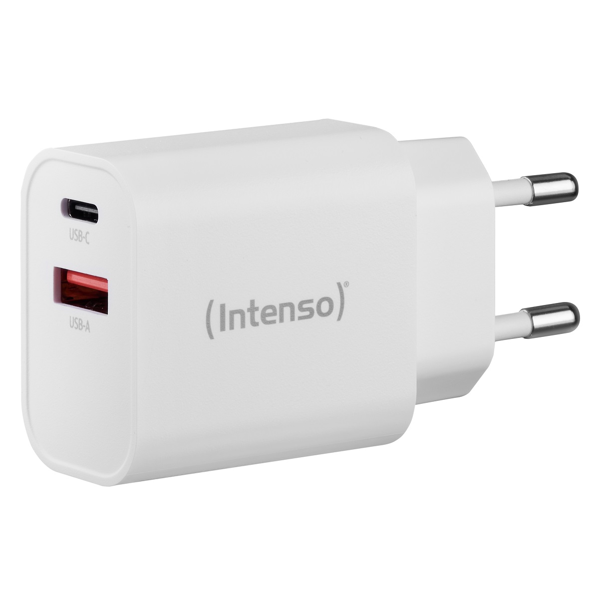Intenso Power Adapter W30AC, Anschlüsse: 1x USB-A, 1x USB-C Output: max. 30 Watt, Weiß