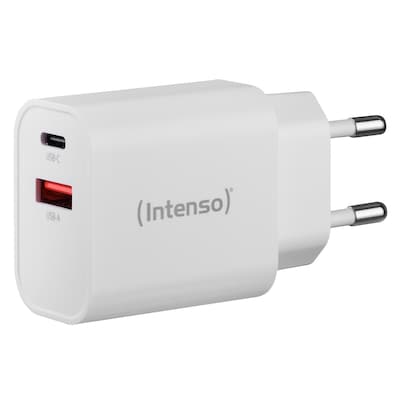 Intenso Power Adapter W30AC, Anschlüsse: 1x USB-A, 1x USB-C Output: max. 30 Watt, Weiß