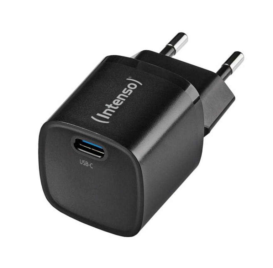 Intenso Power Adapter W30C² GaN, Schwarz UBS-C-Ladeadapter mit 30 Watt Ladeleistung, Leichtes und handliches Design