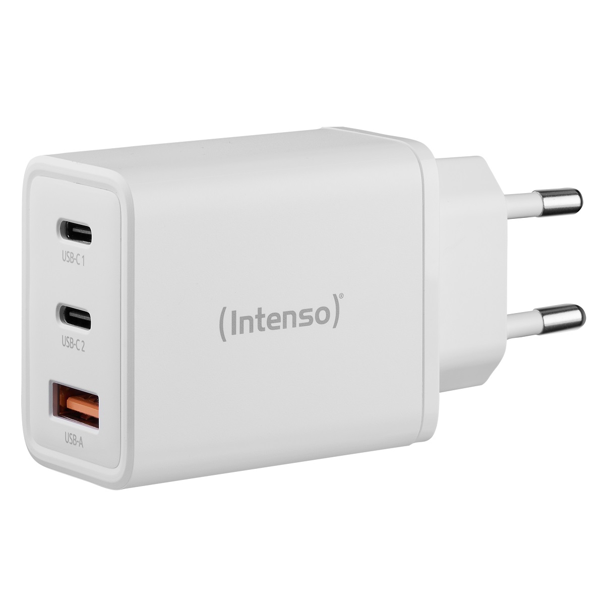 Intenso Netzteil Power Adapter W65ACC GaN, Anschlüsse: - 2x USB-C, 1x USB-A, Output: max. 65 Watt, GaN-Technologie, Weiß