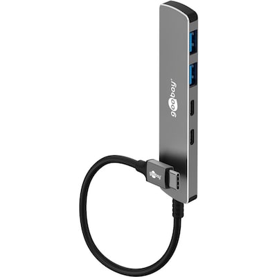Goobay Slim 4-Port USB-Hub, USB-C™ auf USB-C™/USB-A, 5 Gbit/s