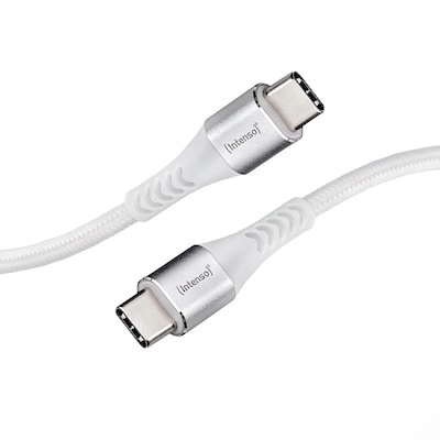 Intenso USB-Kabel C315C Nylon 1,5m weiß, USB-C Anschluss - unterstützt Schnelladen (PD) bis 60W