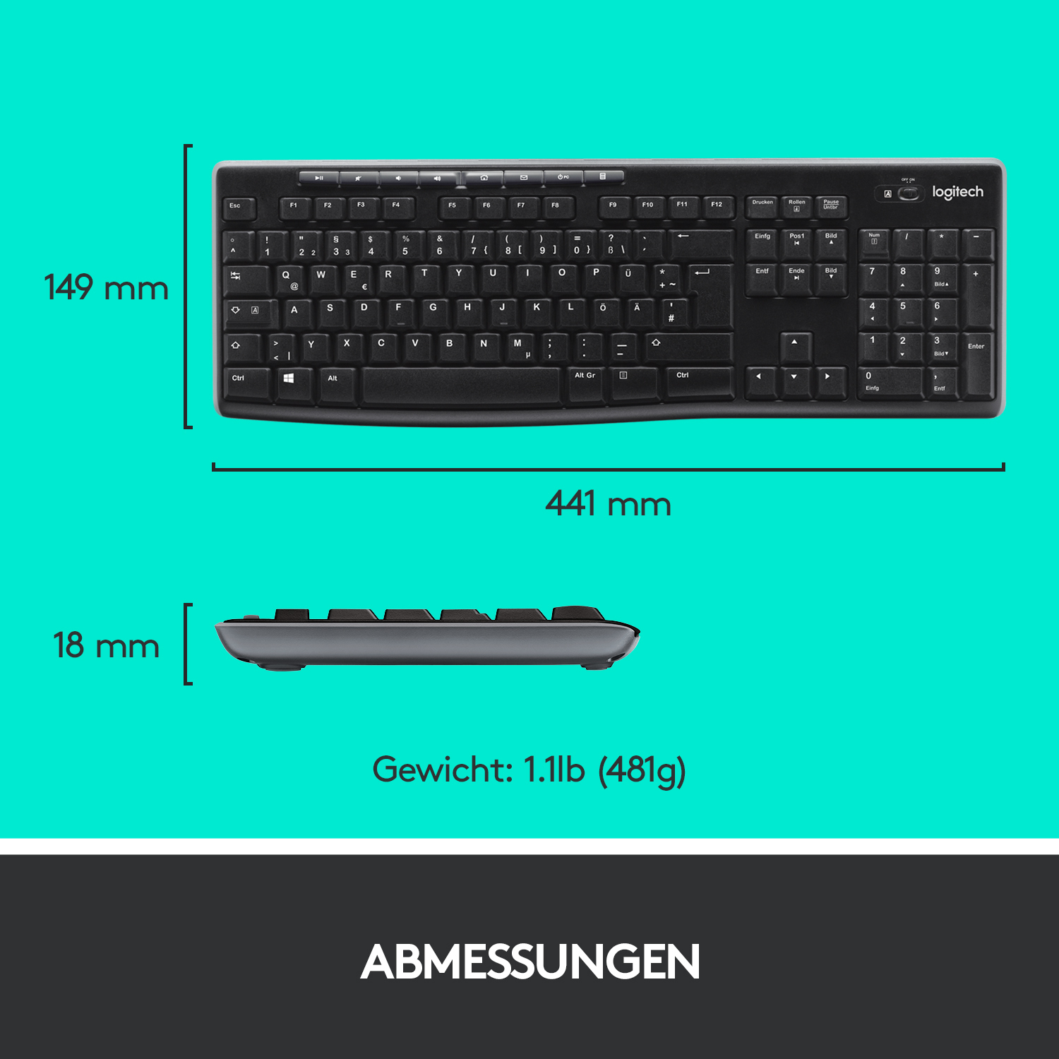 Logitech MK270 Desktopset, kabellos, US-Layout Tastatur und Maus Tastaturen Produkt Bild 8