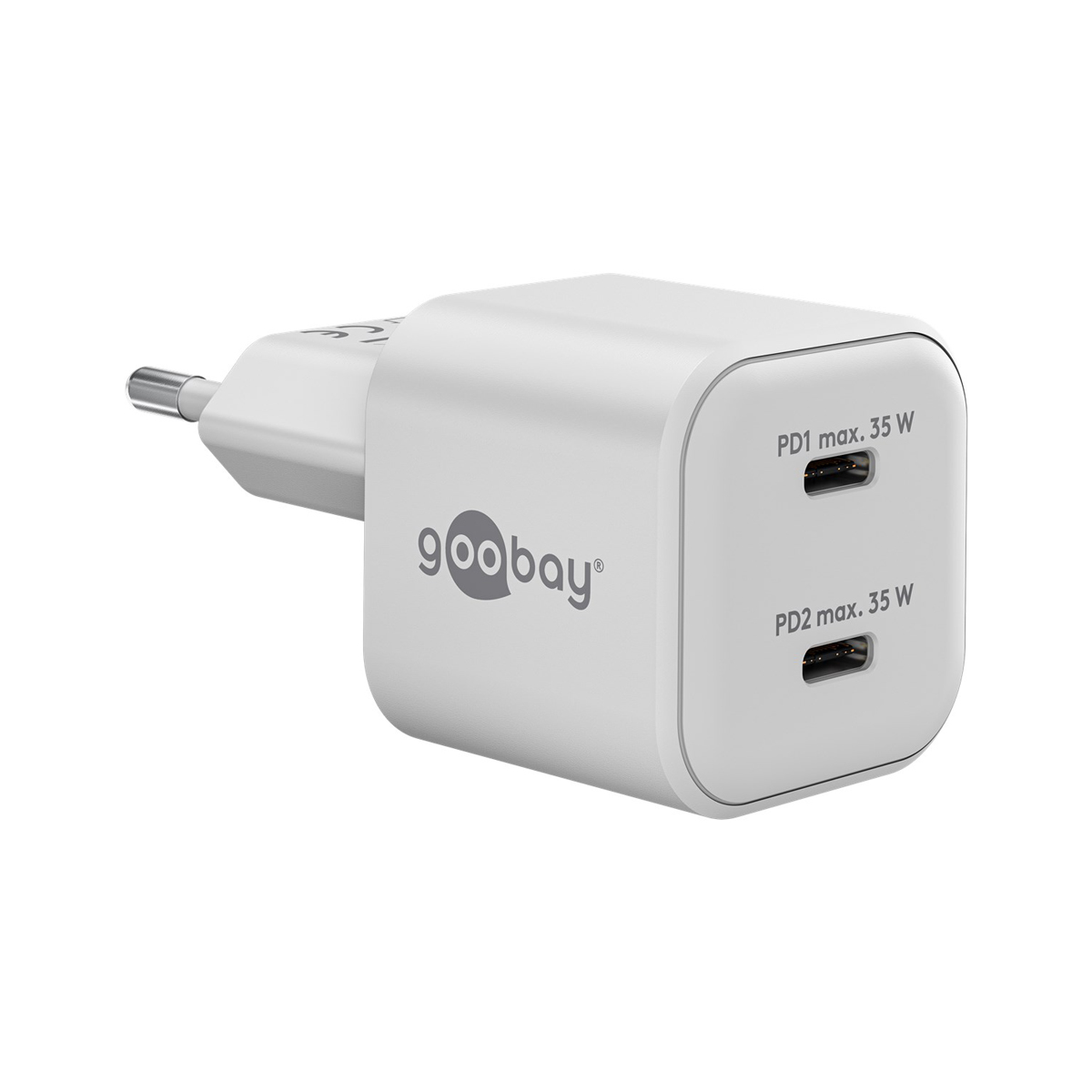 Goobay USB-C™ PD GaN Dual-Schnellladegerät Nano (35 W) weiß