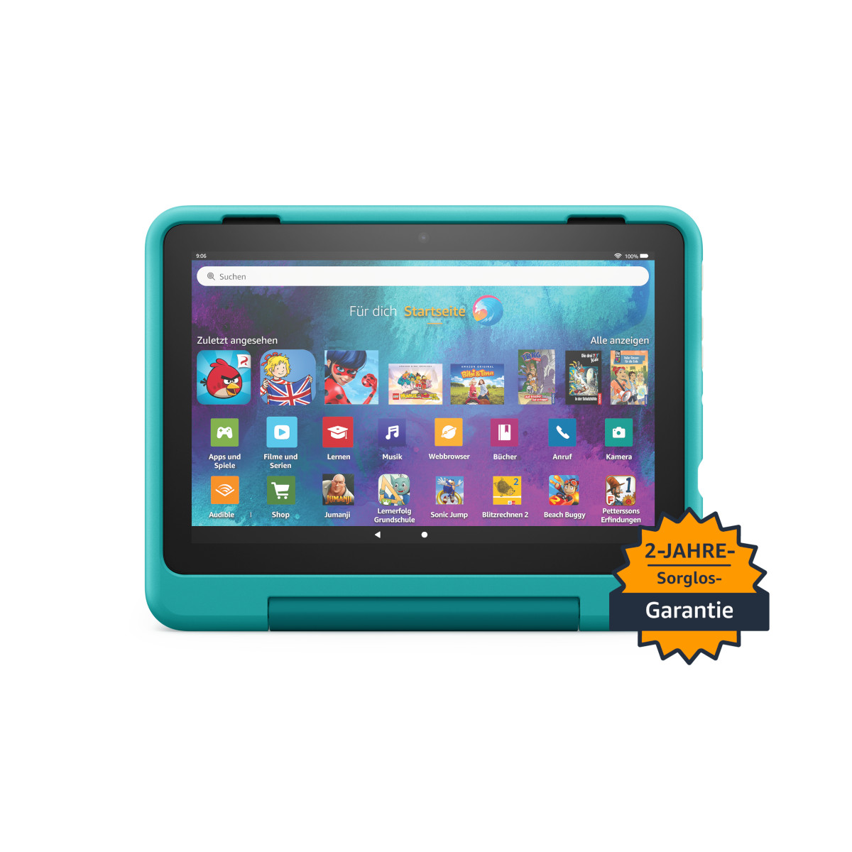 Amazon Fire HD 8 Kids Pro-Tablet (2022), blaugrün von 6 bis 12 Jahren, 13 Stunden Akkulaufzeit, kindgerechte Hülle, 8-Zo...